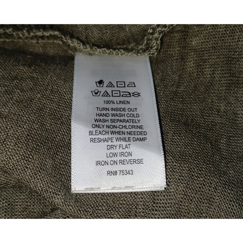 Tahari Womens M Linen Cardigan Hoodie Green Capsule Coastal Minimalist Layer - Picture 4 of 7